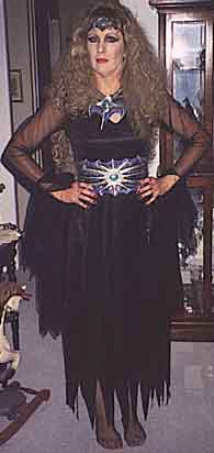Karen dressed as a scorceress for Haloween.